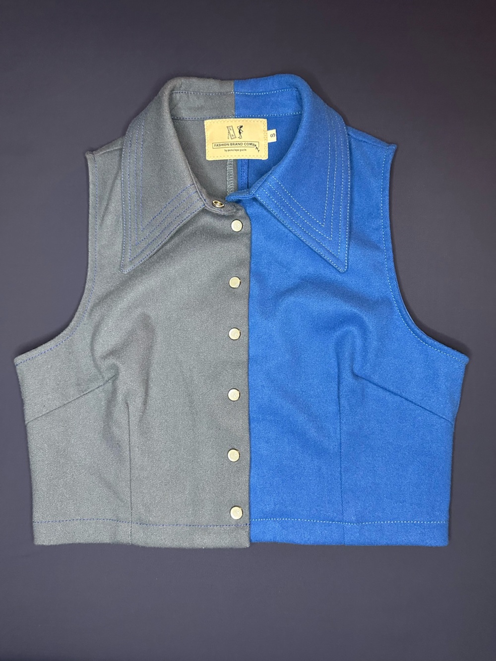 FBC two-toned button down vest shirt